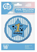 Első születésnap Blue fólia lufi 36 cm, J-MLG152005