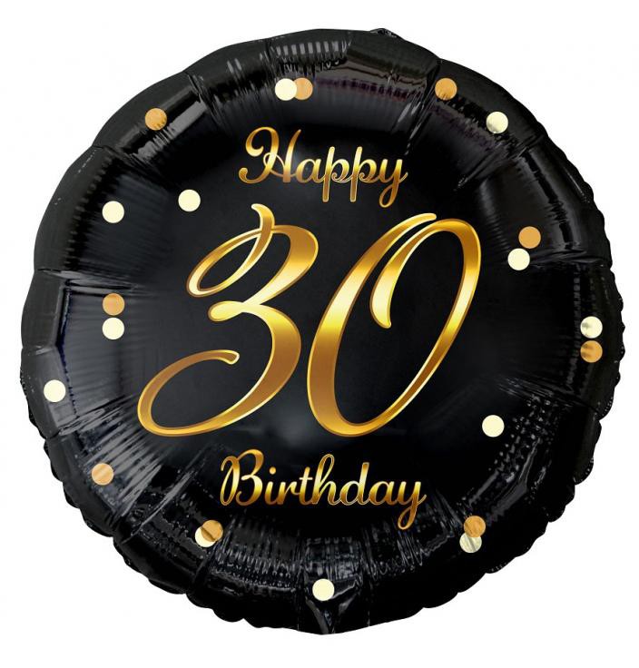 Happy Birthday 30 B&C Gold fólia lufi 36 cm, J-MLG154917