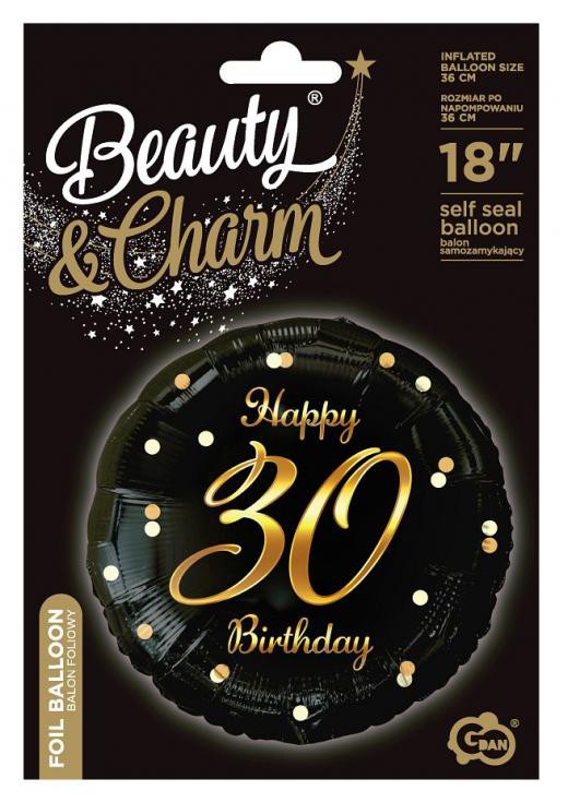 Happy Birthday 30 B&C Gold fólia lufi 36 cm, J-MLG154917