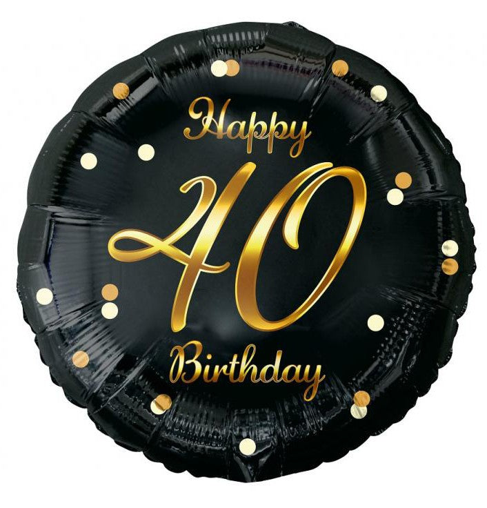 Happy Birthday 40 B&C Gold fólia lufi 36 cm, J-MLG154924