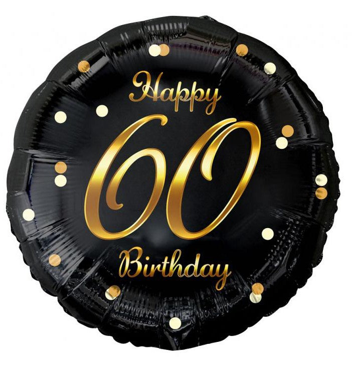 Happy Birthday 60 B&C Gold fólia lufi 36 cm, J-MLG154948