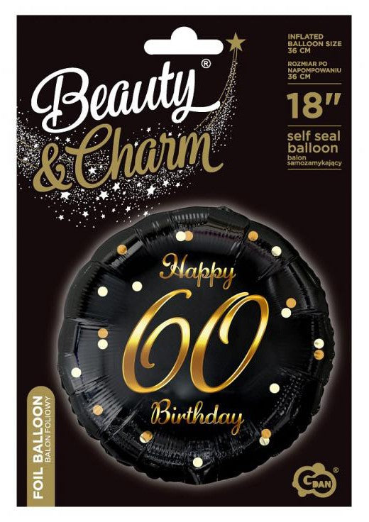 Happy Birthday 60 B&C Gold fólia lufi 36 cm, J-MLG154948