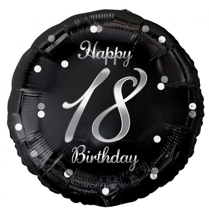 Happy Birthday 18 B&C Silver fólia lufi 36 cm, J-MLG154993