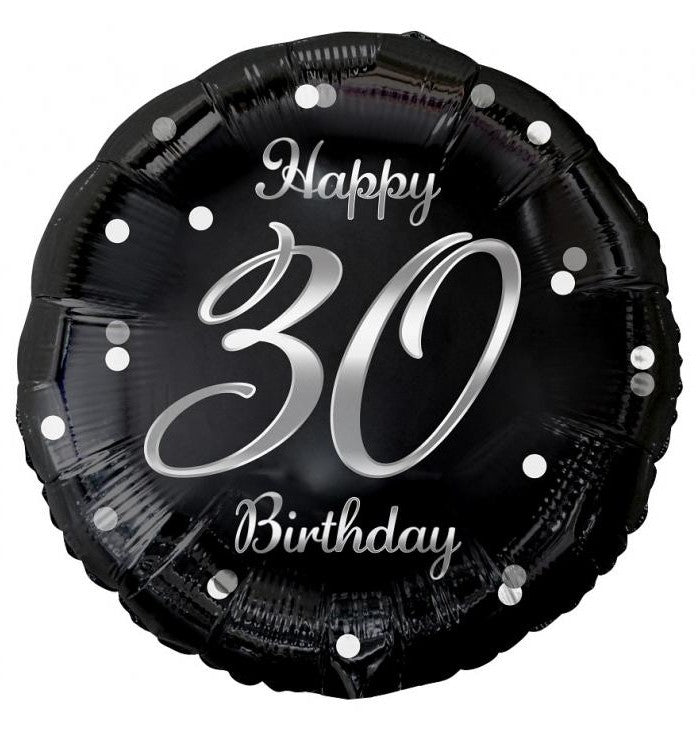 Happy Birthday 30 B&C Silver fólia lufi 36 cm, J-MLG155013