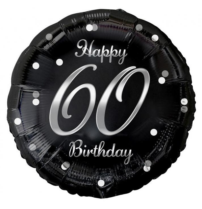 Happy Birthday 60 B&C Silver fólia lufi 36 cm, J-MLG155051