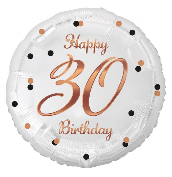 Happy Birthday 30 B&C White fólia lufi 36 cm, J-MLG155716