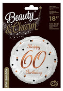 Happy Birthday 60 B&C White fólia lufi 36 cm, J-MLG155785