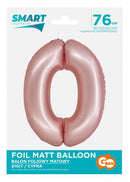 Rózsaszín 0-ás Light Pink Mat szám fólia lufi 76 cm, J-MLG157918