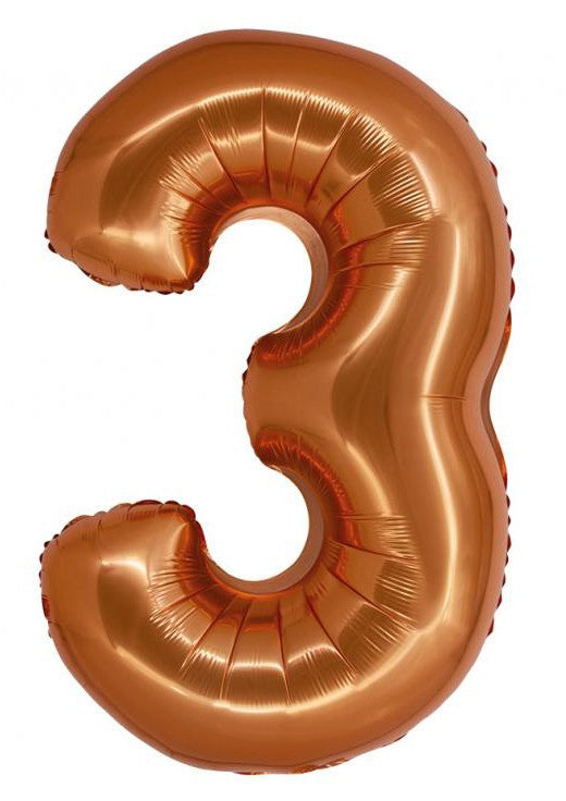 Réz 3-as Copper szám fólia lufi 76 cm, J-MLG158359