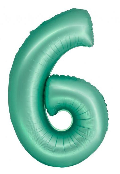 Menta 6-os Mint Mat szám fólia lufi 76 cm, J-MLG158601