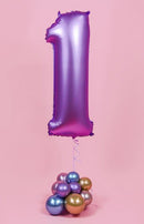 Levendula 1-es Lavender Mat szám fólia lufi 76 cm, J-MLG158670