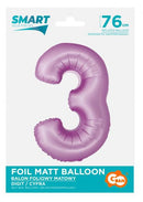 Levendula 3-as Lavender Mat szám fólia lufi 76 cm, J-MLG158717