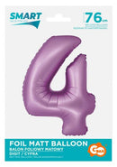 Levendula 4-es Lavender Mat szám fólia lufi 76 cm, J-MLG158731