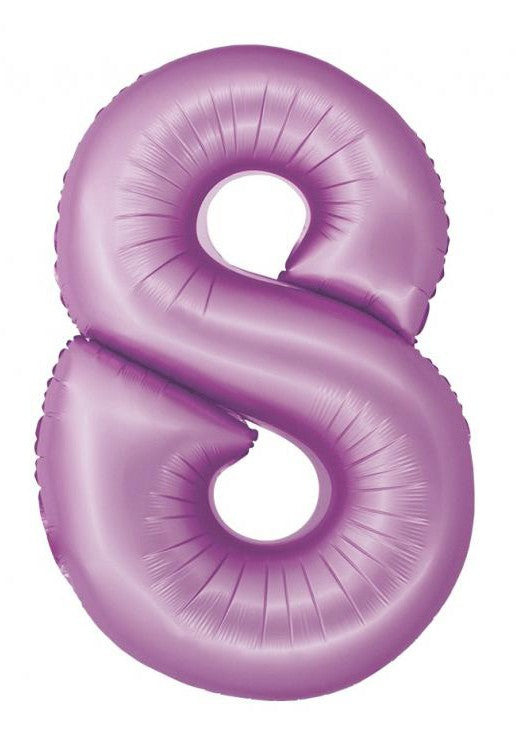 Levendula 8-as Lavender Mat szám fólia lufi 76 cm, J-MLG158816