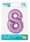 Levendula 8-as Lavender Mat szám fólia lufi 76 cm, J-MLG158816