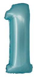 Kék 1-es Light Blue Mat szám fólia lufi 76 cm, J-MLG158854