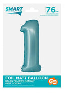 Kék 1-es Light Blue Mat szám fólia lufi 76 cm, J-MLG158854