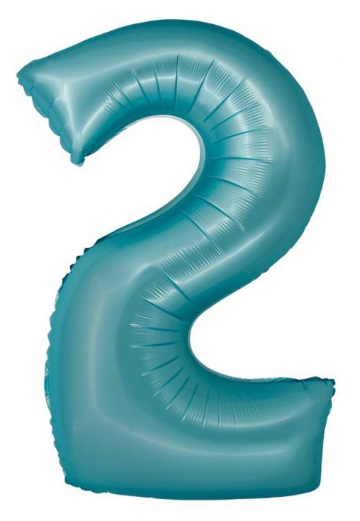 Kék 2-es Light Blue Mat szám fólia lufi 76 cm, J-MLG158878