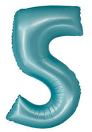 Kék 5-ös Light Blue Mat szám fólia lufi 76 cm, J-MLG158939