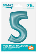 Kék 5-ös Light Blue Mat szám fólia lufi 76 cm, J-MLG158939