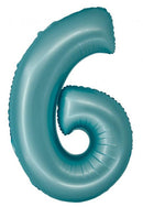 Kék 6-os Light Blue Mat szám fólia lufi 76 cm, J-MLG158953