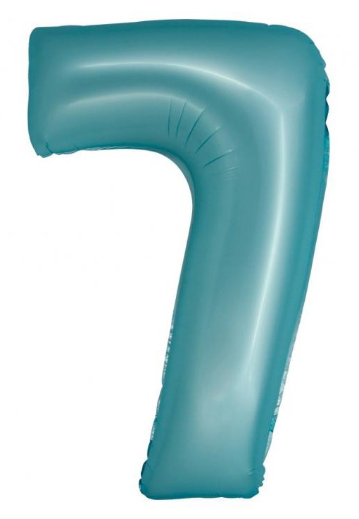 Kék 7-es Light Blue Mat szám fólia lufi 76 cm, J-MLG158977
