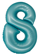 Kék 8-as Light Blue Mat szám fólia lufi 76 cm, J-MLG158991