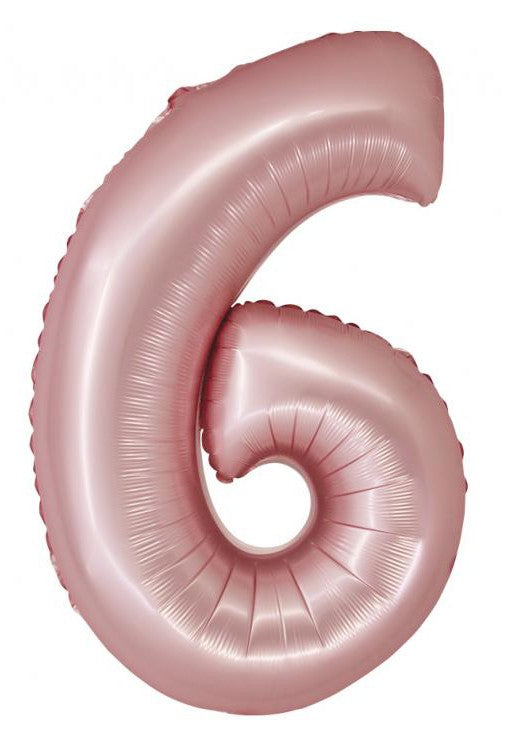 Rózsaszín 6-os Light Pink Mat szám fólia lufi 76 cm, J-MLG159134