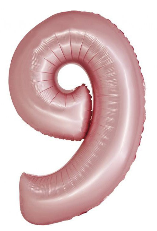 Rózsaszín 9-es Light Pink Mat szám fólia lufi 76 cm, J-MLG159196