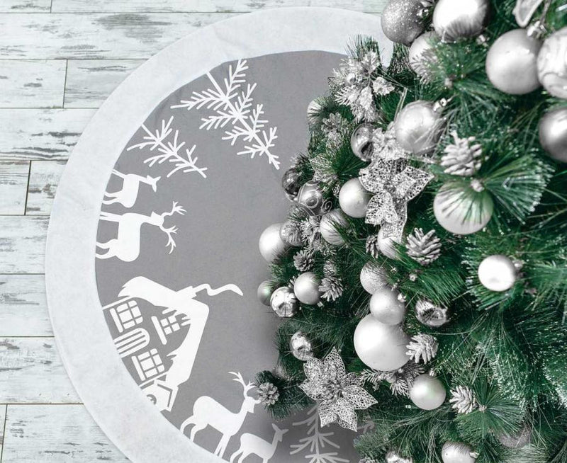 Ezüst Reindeer Karácsonyfa szoknya, alátét, J-MLG162219