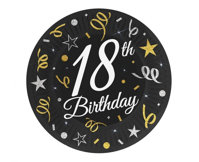 Happy Birthday 18 B&C papírtányér 6 db-os 18 cm, J-MLG164527