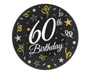 Happy Birthday 60 B&C papírtányér 6 db-os 18 cm, J-MLG164602