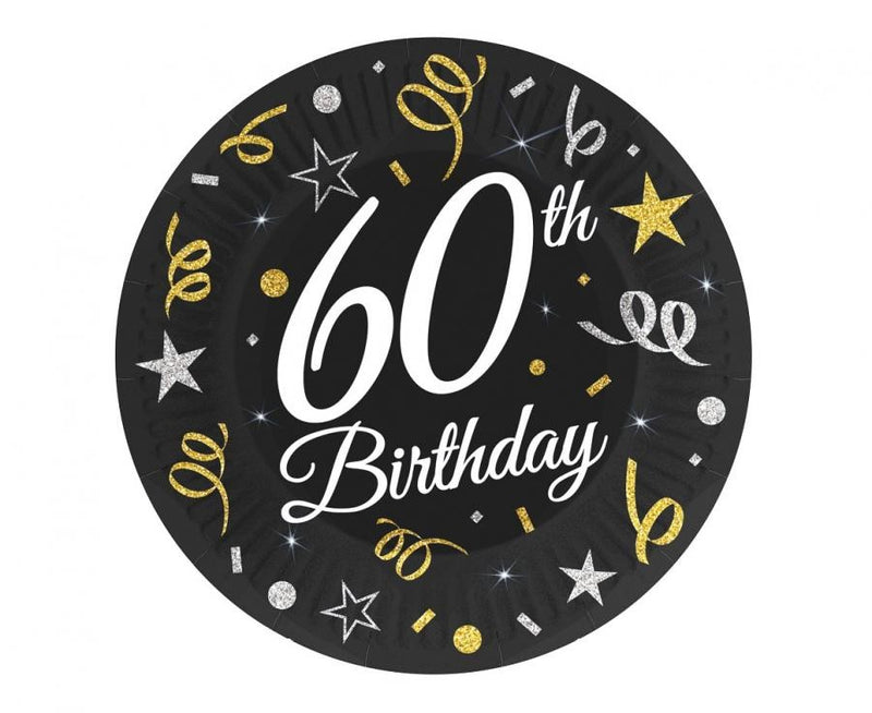 Happy Birthday 60 B&C papírtányér 6 db-os 18 cm, J-MLG164602