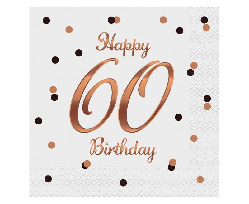 Happy Birthday 60 B&C White szalvéta 20 db-os 33x33 cm, J-MLG165197