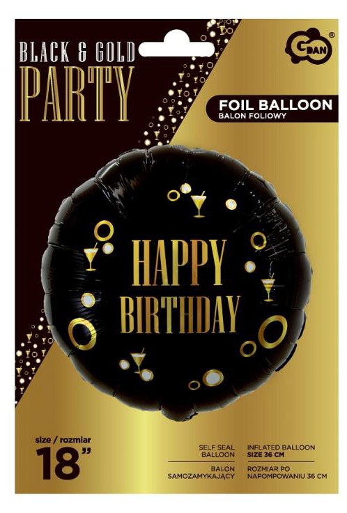 Happy Birthday B&C Gold party fólia lufi 36 cm, J-MLG168501