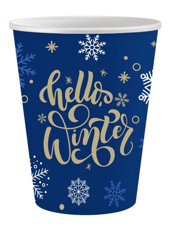 Karácsonyi Hello Winter papír pohár 6 db-os 250 ml, J-MLG169010