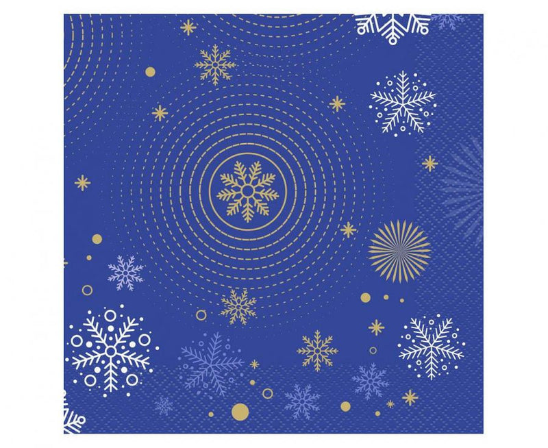 Karácsonyi Navy Blue Snowflakes szalvéta 20 db-os 33x33 cm, J-MLG169133