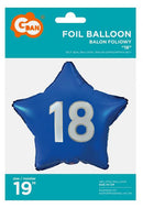 Kék Happy Birthday 18 Blue csillag fólia lufi 44 cm, J-MLG170801