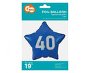 Kék Happy Birthday 40 Blue csillag fólia lufi 44 cm, J-MLG170849