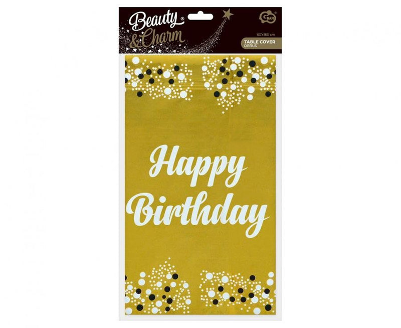 Arany Happy Birthday B&C Gold fólia asztalterítő 137x183 cm, J-MLG173093