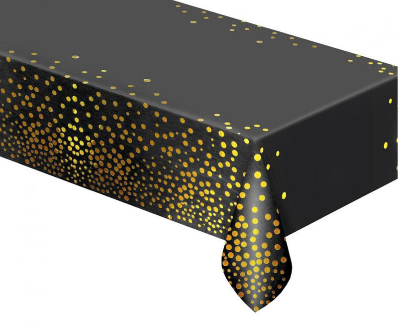 Fekete Black Gold Dots fólia asztalterítő 137x183 cm, J-MLG173178