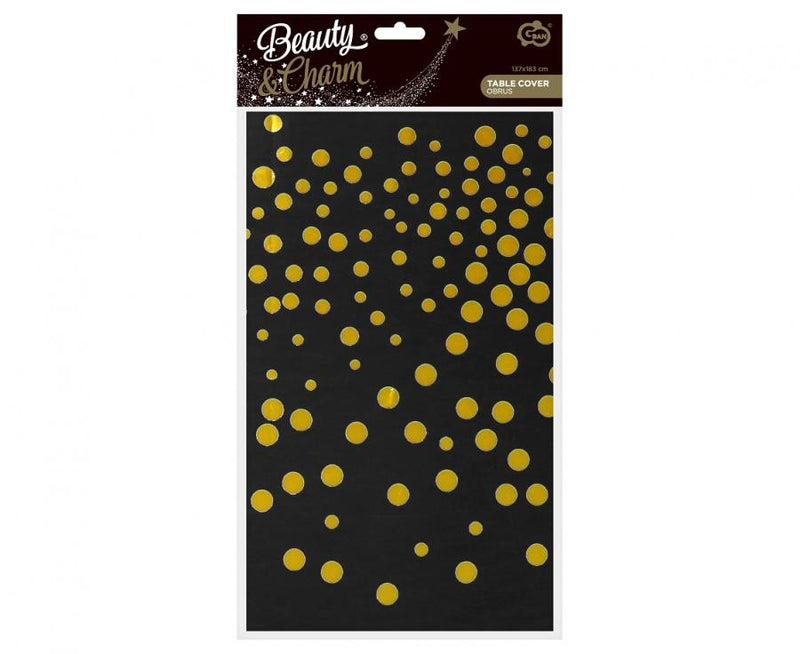Fekete Black Gold Dots fólia asztalterítő 137x183 cm, J-MLG173178