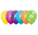 Színes Happy Birthday 18 Pastel Mix léggömb, lufi 6 db-os 11 inch (28cm), J-MLG178600