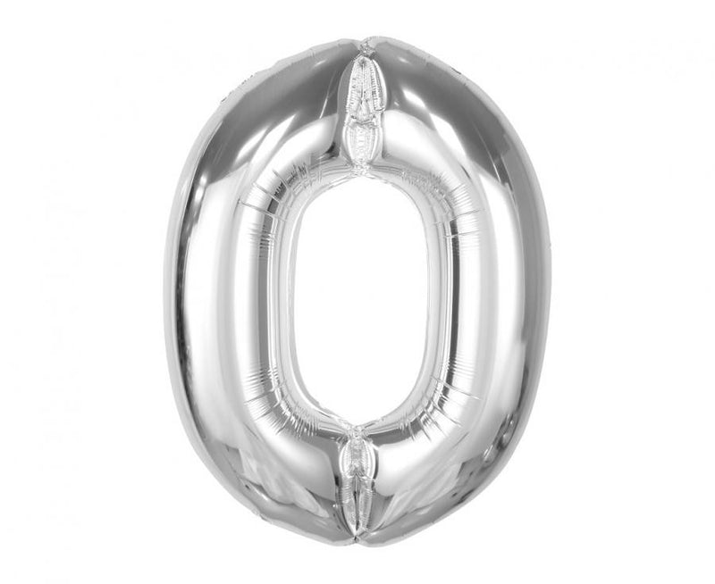 Ezüst 0-ás Silver szám fólia lufi 92 cm, J-MLG188837