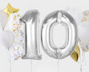 Ezüst 0-ás Silver szám fólia lufi 92 cm, J-MLG188837