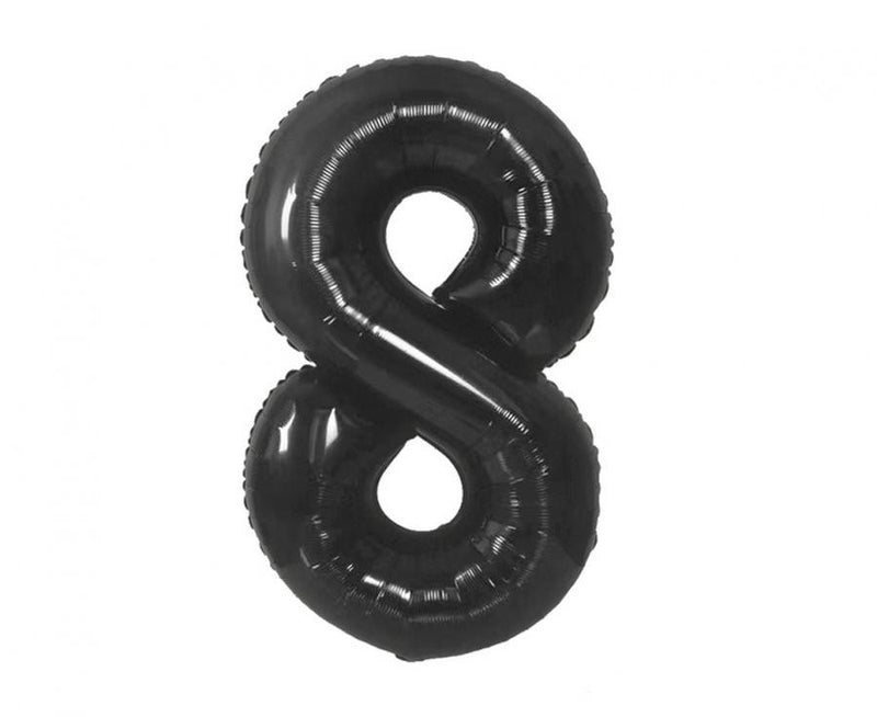 Fekete 8-as B&C Matt Black szám fólia lufi 85 cm, J-MLG189063