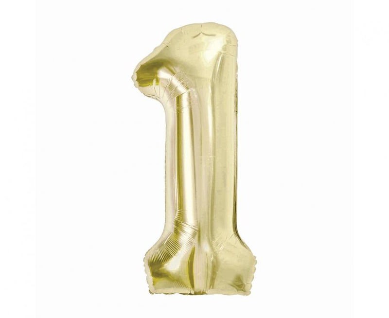 Pezsgőszínű B&C Champagne 1-es szám fólia lufi 85 cm, J-MLG189117