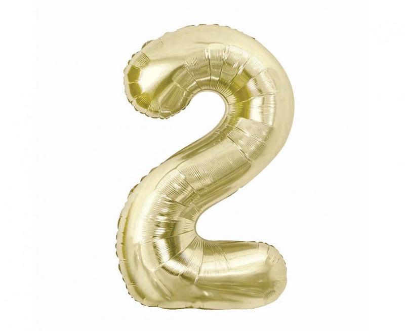 Pezsgőszínű B&C Champagne 2-es szám fólia lufi 85 cm, J-MLG189131