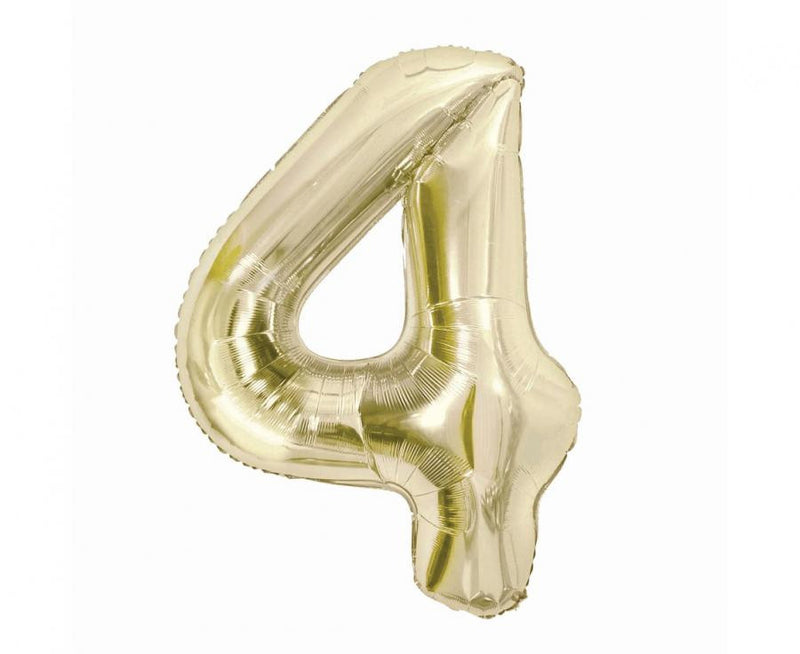 Pezsgőszínű B&C Champagne 4-es szám fólia lufi 85 cm, J-MLG189179