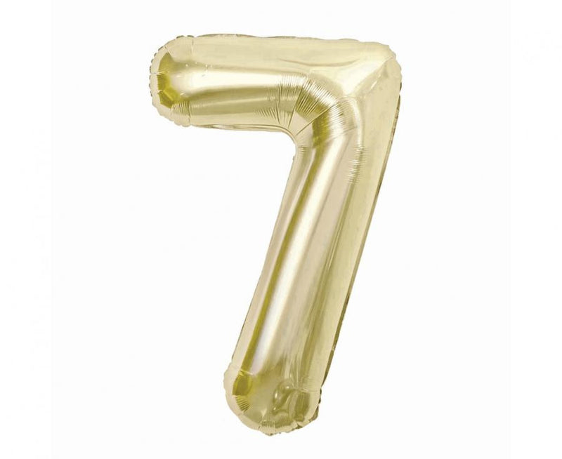 Pezsgőszínű B&C Champagne 7-es szám fólia lufi 85 cm, J-MLG189230